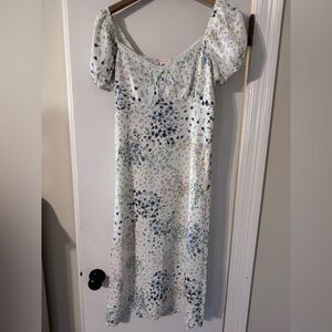 Floral Midi Dress with Puff Sleeves